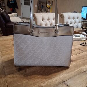 Michael Kors Silver and Gold Signature Tote